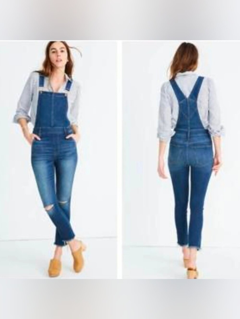 Madewell Roadtripper Distressed Blue Denim Overalls Jeans Sz Sm *GUC